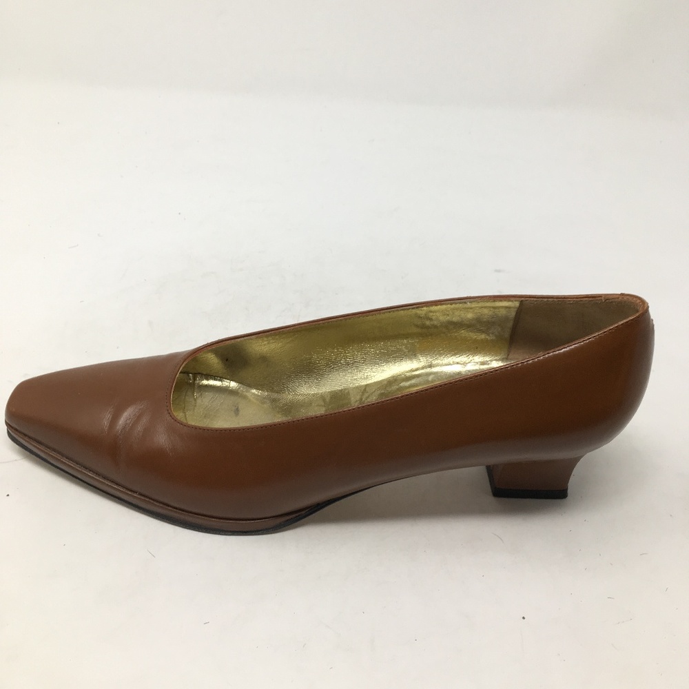 PALOMA BROWN LEATHER BLOCK HEELS 7AA